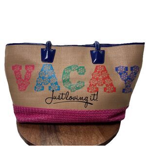 Mimosa Vacay Beach Tote Bag Colorful Summer Travel Purse Resort Style